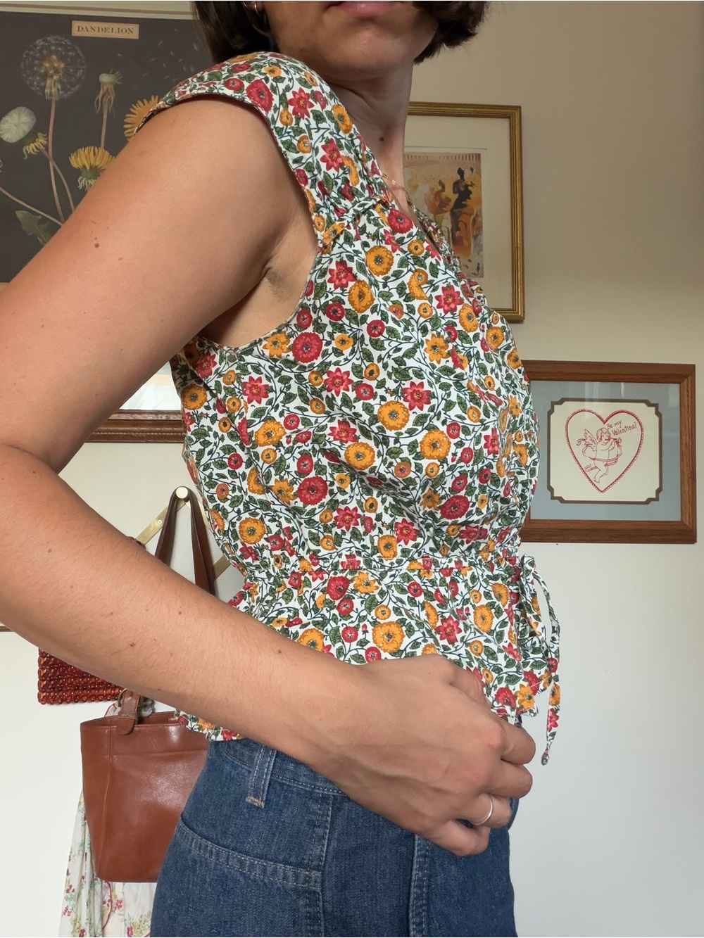 Mauby Floral Tie-Waist Tank Top in dainty floral pattern